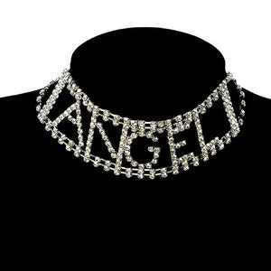 Punk Crystal BABE Letter Choker Necklace