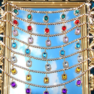 Square Crystal Pendant Shining Rhinestone Tennis Necklaces