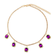 Load image into Gallery viewer, Square Crystal Pendant Shining Rhinestone Tennis Necklaces