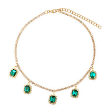 Load image into Gallery viewer, Square Crystal Pendant Shining Rhinestone Tennis Necklaces
