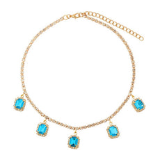 Load image into Gallery viewer, Square Crystal Pendant Shining Rhinestone Tennis Necklaces