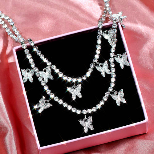Trendy 2 Layered Rhinestone Tennis Chain