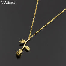 Load image into Gallery viewer, Long Chain Collier Pink Rose Flower Statement Necklace Women Jewelry Maxi Choker