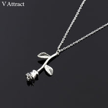Load image into Gallery viewer, Long Chain Collier Pink Rose Flower Statement Necklace Women Jewelry Maxi Choker