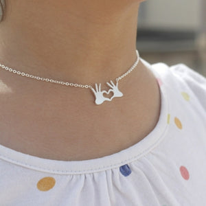 Glam Gold Stainless Steel Chain Collier Lovers Heart Necklaces Pendants BFF Jewellery
