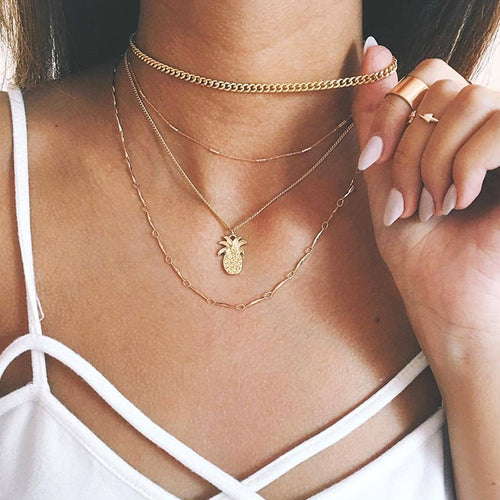 Glam Gold fashion Pineapple Multilayer Necklace