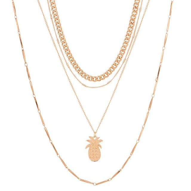 Glam Gold fashion Pineapple Multilayer Necklace