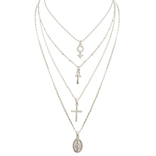 Load image into Gallery viewer, Glam Gold Cross Virgin Mary Pendant Multilayer Necklace