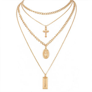 Glam Gold Cross and Mary 4Pcs/Set