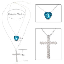 Load image into Gallery viewer, Glam Gold Women Fashion Classic Shining Crystal Cross Heart Pendant Multilayer Necklace