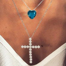 Load image into Gallery viewer, Glam Gold Women Fashion Classic Shining Crystal Cross Heart Pendant Multilayer Necklace