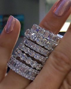 Glam Gold 925 SILVER PAVE SETTING FULL SQUARE Simulated Diamond BAND