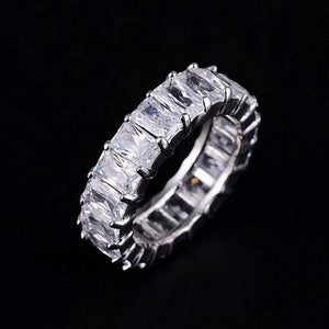 Glam Gold 925 SILVER PAVE SETTING FULL SQUARE Simulated Diamond BAND