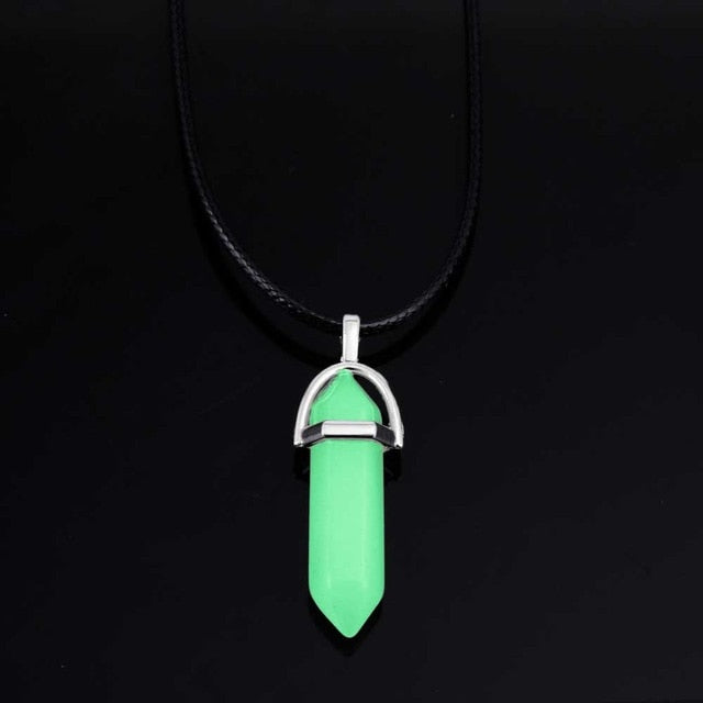 Glam Gold New Luminous Stone Fluorescent Hexagonal Column Necklace