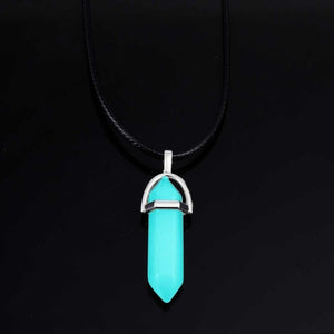 Glam Gold New Luminous Stone Fluorescent Hexagonal Column Necklace