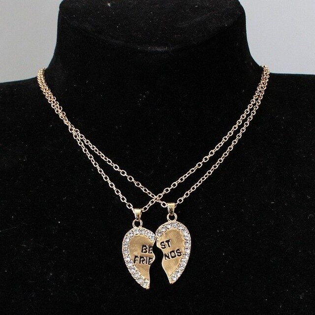 Glam Gold  2 Pcs Bff Necklace Heart