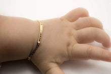 Load image into Gallery viewer, Glam Gold Custom Baby Name Bracelet Toddler Child ID Personalized Bar Gold Filled 4&quot;