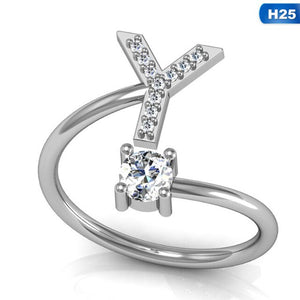 Glam Gold Fashion 26 Letters Silver Ring