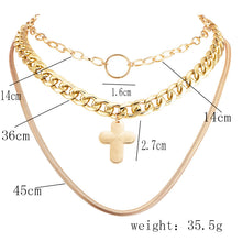Load image into Gallery viewer, Glam Gold Punk Women Gold Chain Cross Round Pendant Clavicle Necklace