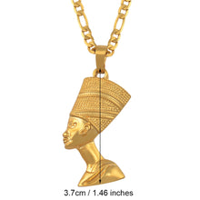 Load image into Gallery viewer, Glam Gold Egyptian Queen Nefertiti Pendant Necklace