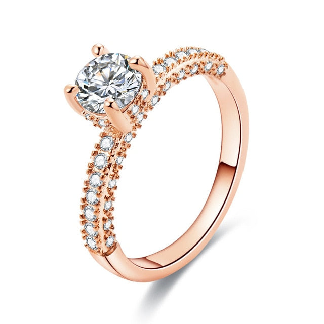 Glam Gold  Rose Gold Color 2cts AAA Zircon Engagement Wedding Band