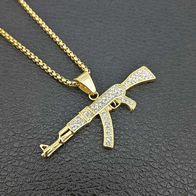 Glam Gold new AK47 Iced Out Rhinestone Miami Cuban Chain