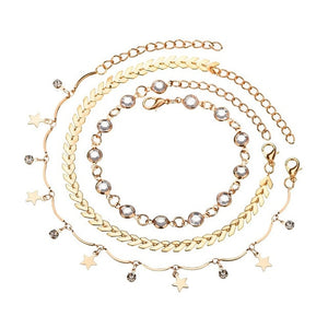 Glam layered anklet sets