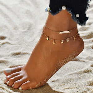 Glam layered anklet sets