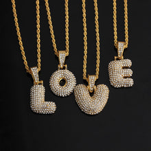 Load image into Gallery viewer, Unisex Women Men Gold Stainless Steel Iced Out Necklace Rhinestone Initial Necklace