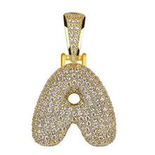 Load image into Gallery viewer, Unisex Women Men Gold Stainless Steel Iced Out Necklace Rhinestone Initial Necklace