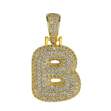 Load image into Gallery viewer, Unisex Women Men Gold Stainless Steel Iced Out Necklace Rhinestone Initial Necklace