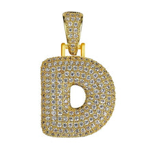 Load image into Gallery viewer, Unisex Women Men Gold Stainless Steel Iced Out Necklace Rhinestone Initial Necklace
