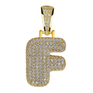 Unisex Women Men Gold Stainless Steel Iced Out Necklace Rhinestone Initial Necklace