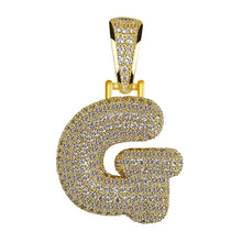 Load image into Gallery viewer, Unisex Women Men Gold Stainless Steel Iced Out Necklace Rhinestone Initial Necklace