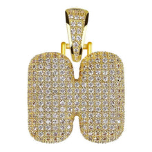 Load image into Gallery viewer, Unisex Women Men Gold Stainless Steel Iced Out Necklace Rhinestone Initial Necklace