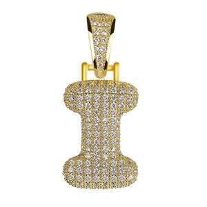 Unisex Women Men Gold Stainless Steel Iced Out Necklace Rhinestone Initial Necklace