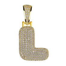 Load image into Gallery viewer, Unisex Women Men Gold Stainless Steel Iced Out Necklace Rhinestone Initial Necklace