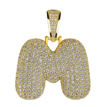 Load image into Gallery viewer, Unisex Women Men Gold Stainless Steel Iced Out Necklace Rhinestone Initial Necklace