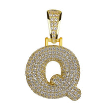 Load image into Gallery viewer, Unisex Women Men Gold Stainless Steel Iced Out Necklace Rhinestone Initial Necklace