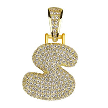 Load image into Gallery viewer, Unisex Women Men Gold Stainless Steel Iced Out Necklace Rhinestone Initial Necklace