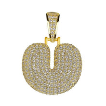 Load image into Gallery viewer, Unisex Women Men Gold Stainless Steel Iced Out Necklace Rhinestone Initial Necklace