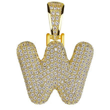 Load image into Gallery viewer, Unisex Women Men Gold Stainless Steel Iced Out Necklace Rhinestone Initial Necklace