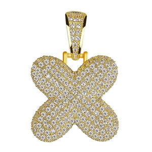 Unisex Women Men Gold Stainless Steel Iced Out Necklace Rhinestone Initial Necklace