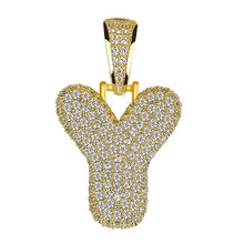 Load image into Gallery viewer, Unisex Women Men Gold Stainless Steel Iced Out Necklace Rhinestone Initial Necklace