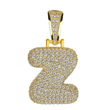 Load image into Gallery viewer, Unisex Women Men Gold Stainless Steel Iced Out Necklace Rhinestone Initial Necklace