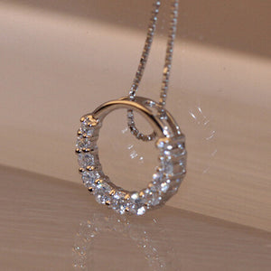 Glam Gold New Shiny Zircon Crystal Circle Necklaces