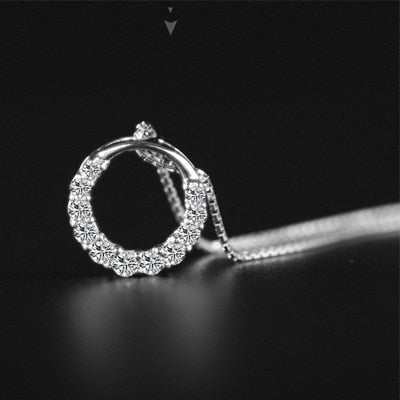 Glam Gold New Shiny Zircon Crystal Circle Necklaces