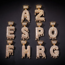 Load image into Gallery viewer, Glam Gold Custom Crown Bail Drip Bubble Initial Letters Chain