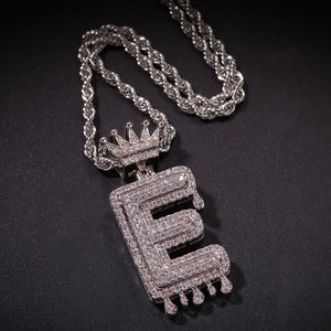 Glam Gold Custom Crown Bail Drip Bubble Initial Letters Chain
