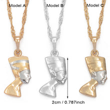 Load image into Gallery viewer, Glam Gold Egypt Nefertiti Head necklace